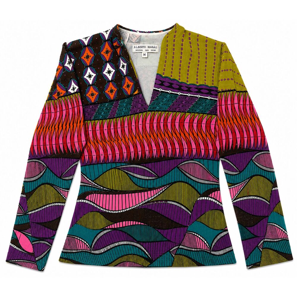 Alberto Makali Women’s Medium Abstract Print Long Sleeve Knit Top Multicolor